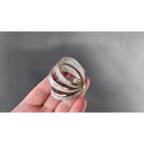 Monet Silver Triple Loop Bow Brooch - Picture 3 of 10